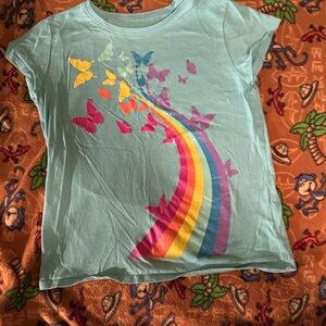 Girls' Light Blue Rainbow & Butterfly Tee